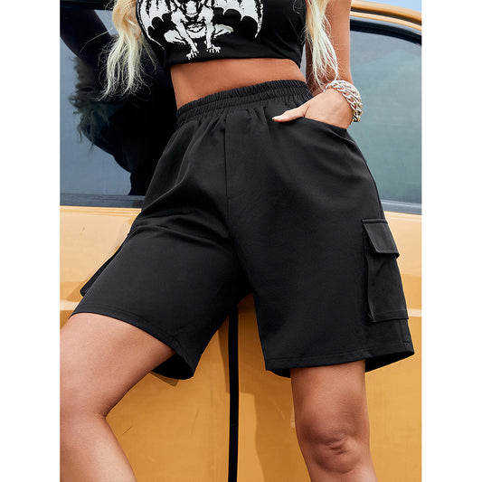 Shorts cargo pour femmes avec taille élastique et poches latérales pratiques Chic und Stil
