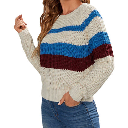 Pull en coton pour femmes avec des rayures modernes et un col rond Chic und Stil
