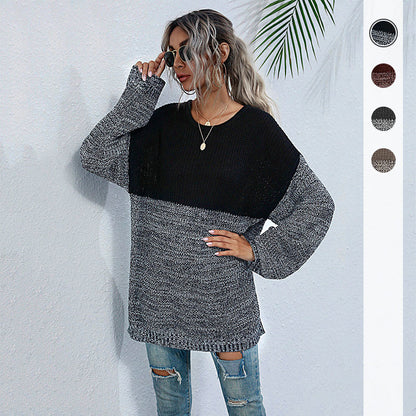 Pull en tricot confortable pour femmes avec un design moderne de blocs de couleur Chic und Stil