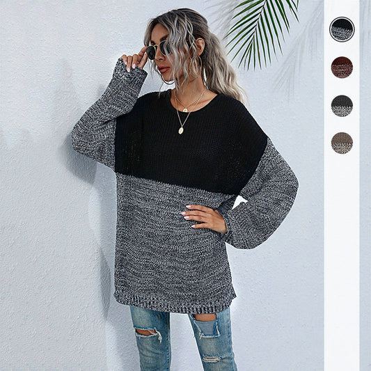 Pull en tricot confortable pour femmes avec un design moderne de blocs de couleur Chic und Stil
