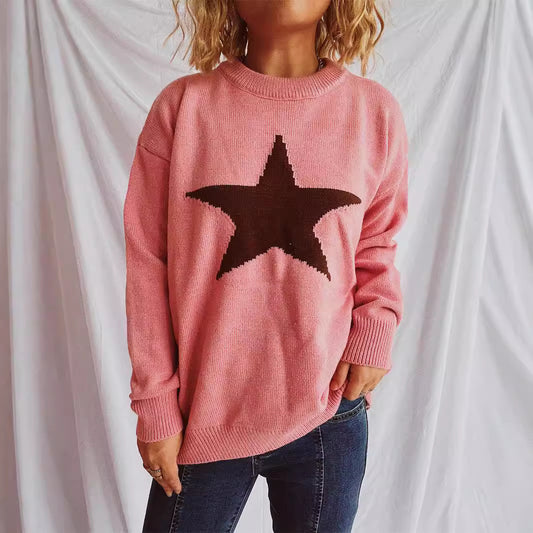 Pull décontracté pour femmes avec un motif d'étoiles accrocheur Chic und Stil