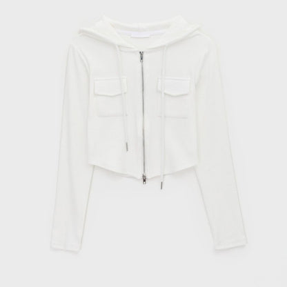 Veste de loisirs courte pour femme avec fermeture éclair et capuche Chic & Stil