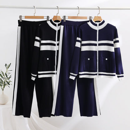 Chic and Style ladies' knitted sports jacket and pants set
