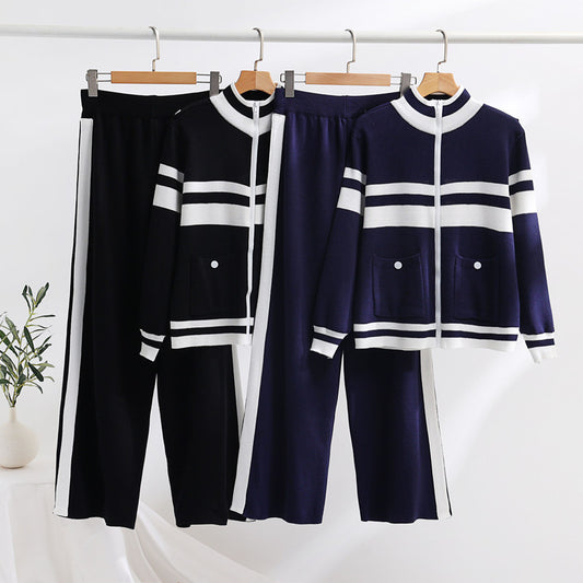 Chic and Style ladies' knitted sports jacket and pants set
