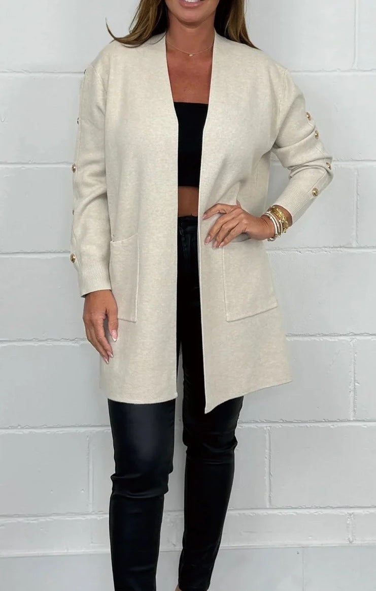 Dames Élégant cardigan avec détails de boutons et poches Chic und Stil