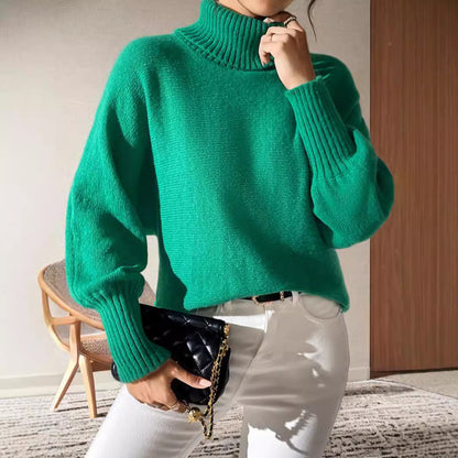 Pull à col roulé féminin à coupe décontractée et motif de mailles texturé Chic und Stil