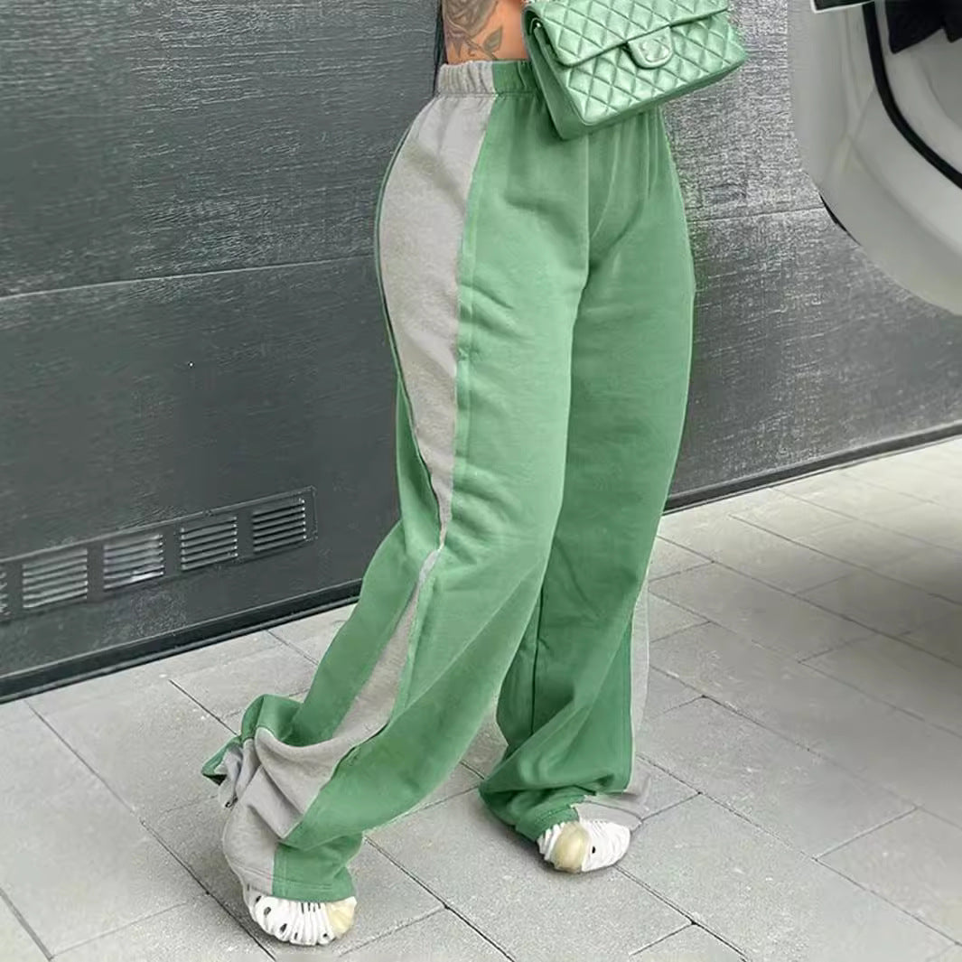 Casual women's sports pants with colorful side inserts and an elastic waistband Chic and Style