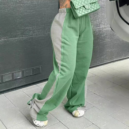 Casual women's sports pants with colorful side inserts and an elastic waistband Chic and Style