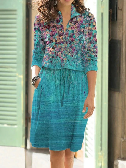 Robe chemise pour femmes avec motif floral et ceinture pratique à la taille Chic und Stil