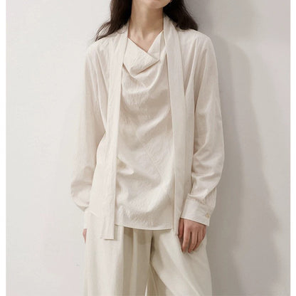 Blouse à col drapé à manches longues Chic und Stil pour femmes