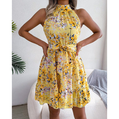 Robe A-ligne à fleurs à bretelles spaghetti Chic und Stil