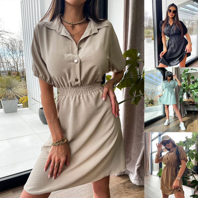 Robe chemise femme avec taille élastique et col tendance Chic und Stil