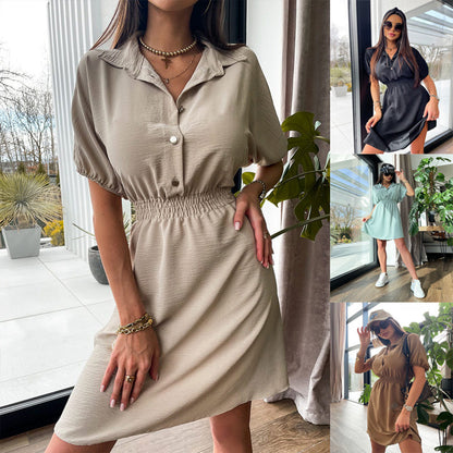 Robe chemise femme avec taille élastique et col tendance Chic und Stil