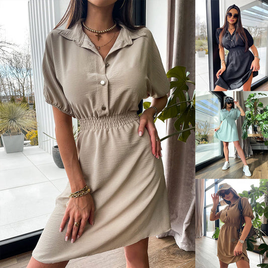 Robe chemise femme avec taille élastique et col tendance Chic und Stil