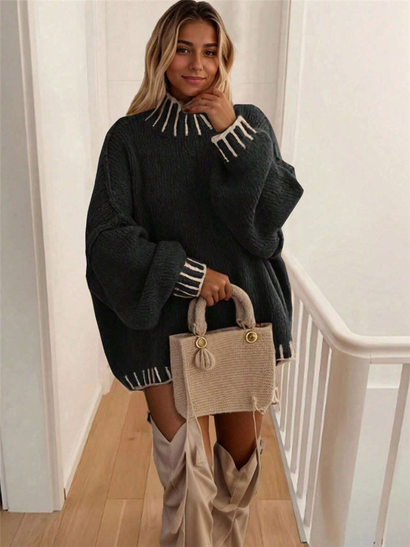 Pull en tricot oversize pour dames avec col décoratif Chic und Stil