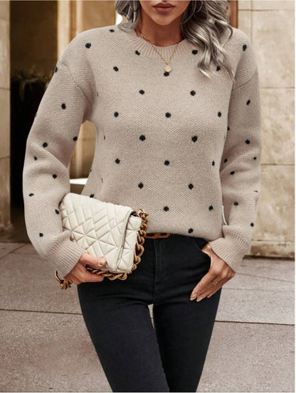Pull en maille à motifs pour femmes avec col ras du cou et coupe décontractée Chic und Stil
