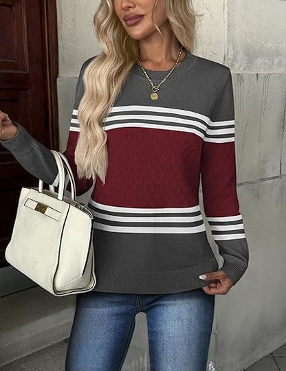 Pull structure à la mode pour femmes avec des blocs de couleur contrastés Chic und Stil