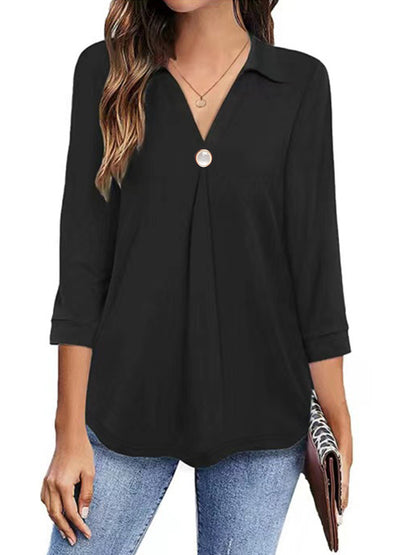 Blouse à manches longues pour femmes avec un élégant décolleté en V et des plis décoratifs Chic und Stil