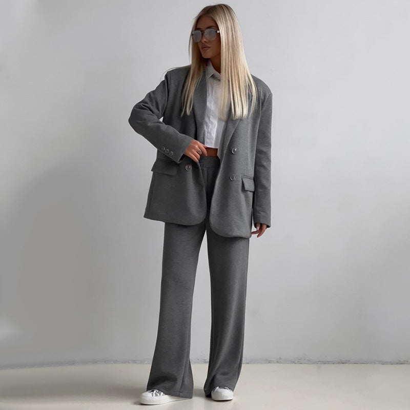 Dames élégant et décontracté ensemble deux pièces avec blazer surdimensionné et pantalon ample Chic und Stil