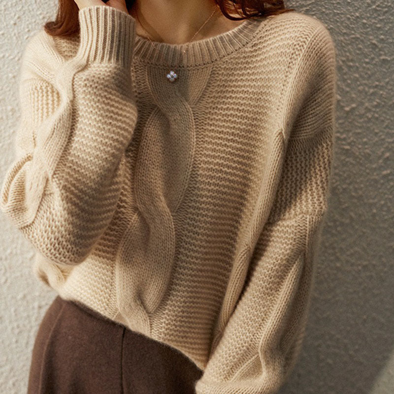Pull en gros tricot pour femmes avec design structuré et manches larges Chic und Stil
