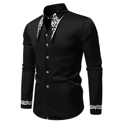 Chemise à manches longues élégante pour hommes avec un motif de col accrocheur Chic und Stil