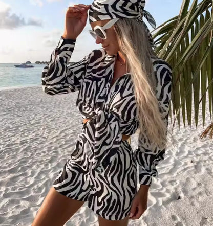 Femmes Ensemble de Top Court Imprimé Luxueux et Shorts Chic und Stil