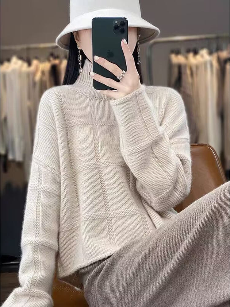 Pull en tricot confortable pour femmes en design à carreaux Chic und Stil