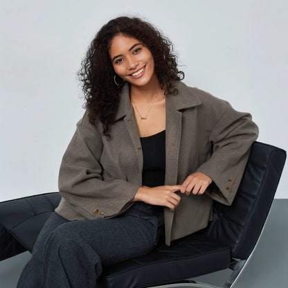 Dames décontractée veste oversize à double boutonnage Chic und Stil