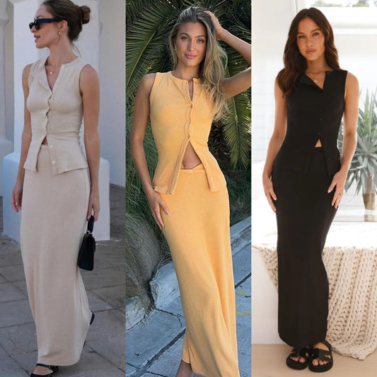 Robe maxi pour femmes avec patte de boutonnage et coupe élégante Chic und Stil