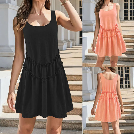 Dames Robe en satin à volants Chic und Stil