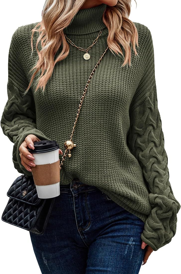 Pull en maille épaisse pour femmes avec un design de tresses moderne et un col haut Chic und Stil