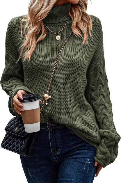 Pull en maille épaisse pour femmes avec un design de tresses moderne et un col haut Chic und Stil