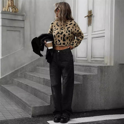 Dames Pull en laine douce en léopard Chic und Stil