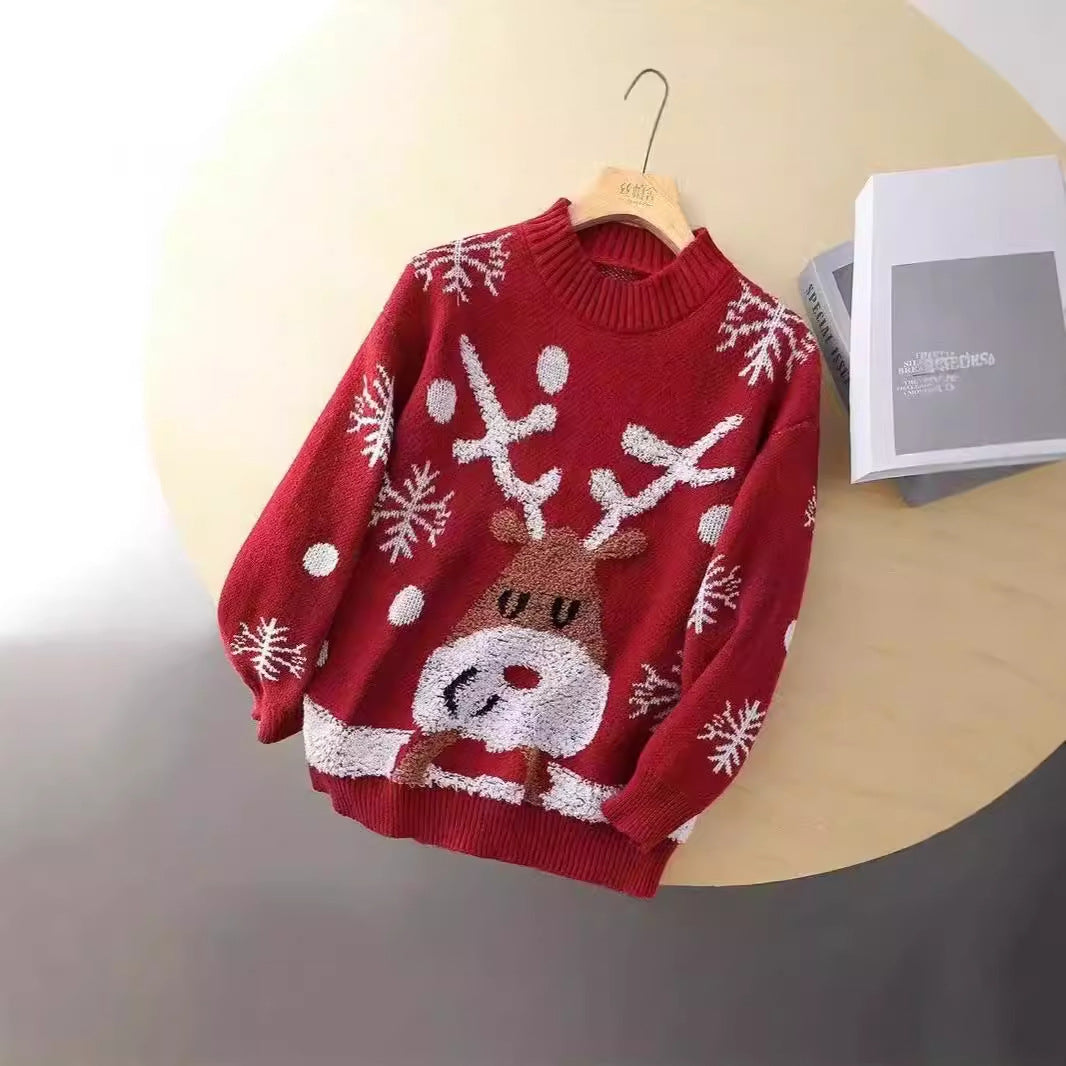 Pullover knit for women with reindeer and snowflakes pattern Chic und Stil