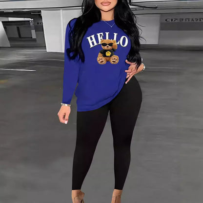 Ladies Casual Sweatshirt with Original Bear Design Chic and Style