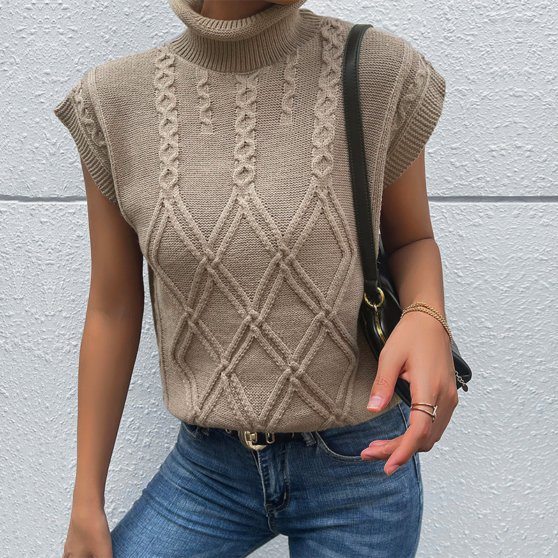 Femme Cozy Tricot torsadé sans manches Pull Chic und Stil
