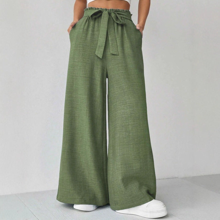 Ladies Wide Pants with Adjustable Waist Chic and Style
