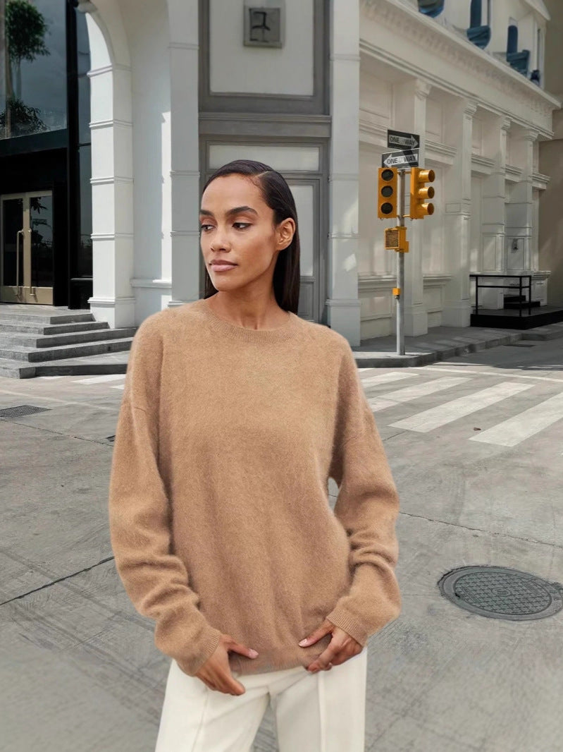 Dames pull en tricot doux avec un élégant col rond et une coupe décontractée Chic und Stil