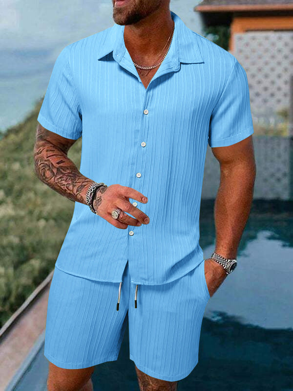 Chemise à manches courtes en rayures pour hommes Set Chic und Stil