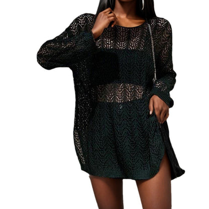 Ladies lightweight knit pullover with unique hole pattern Chic and Style