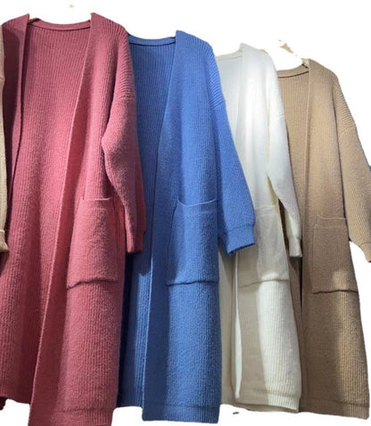 Dames Gros Tricot Cardigan avec poches profondes et manches larges Chic und Stil