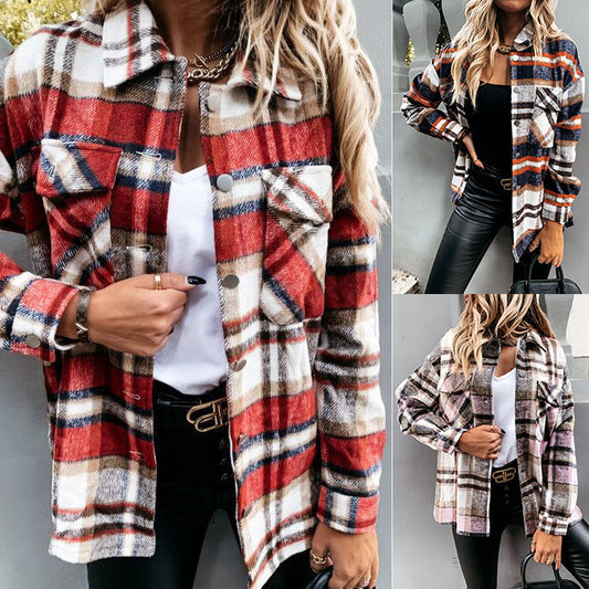Chemise surchemise à carreaux pour femmes en flanelle douce Chic und Stil