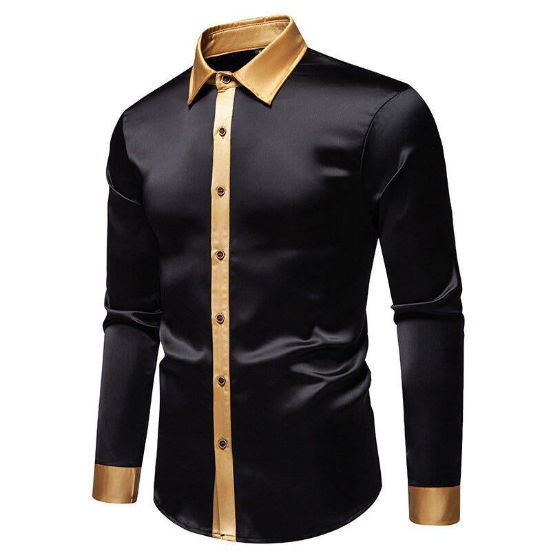 Chemise à manches longues pour hommes avec col satiné et accents modernes Chic und Stil