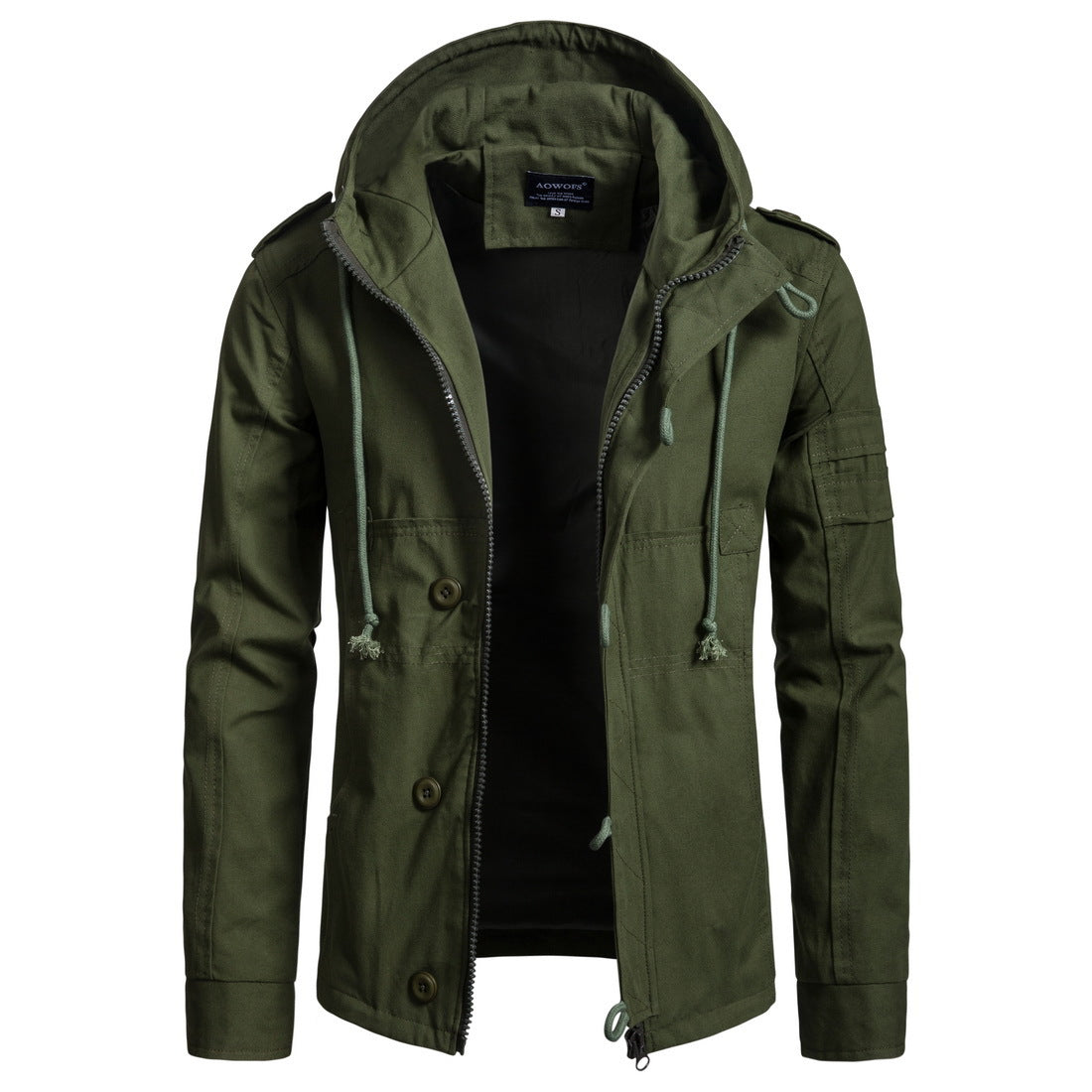 Functional outdoor jacket for men with high collar and practical pockets Chic and Style