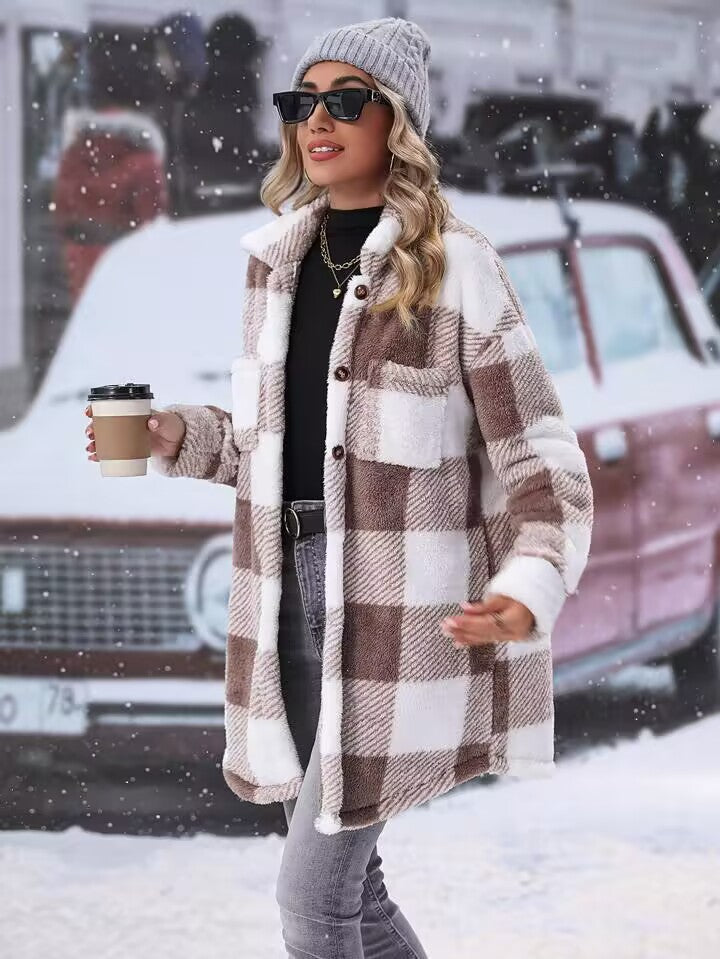 Dames Flanel-Hiver Veste Chic und Stil