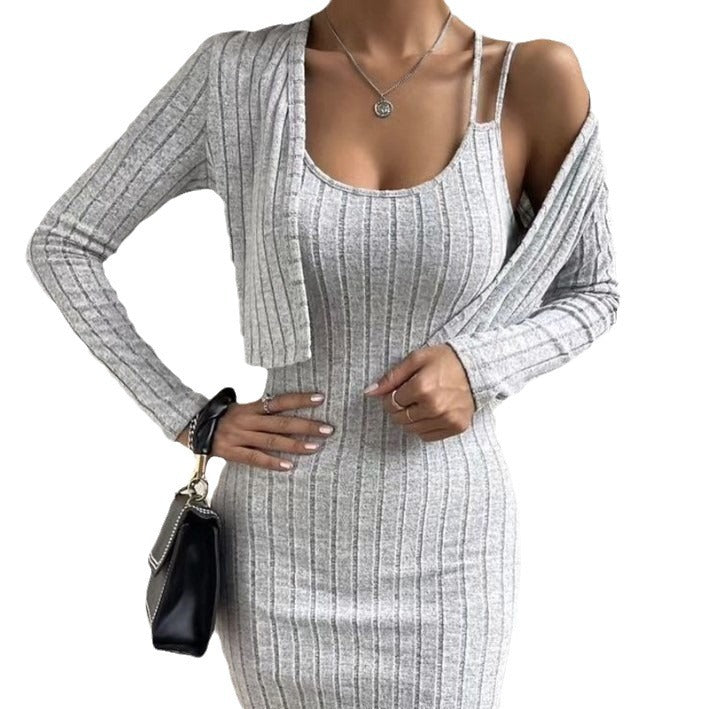 Robe en tricot pour femmes avec cardigan ouvert Chic und Stil
