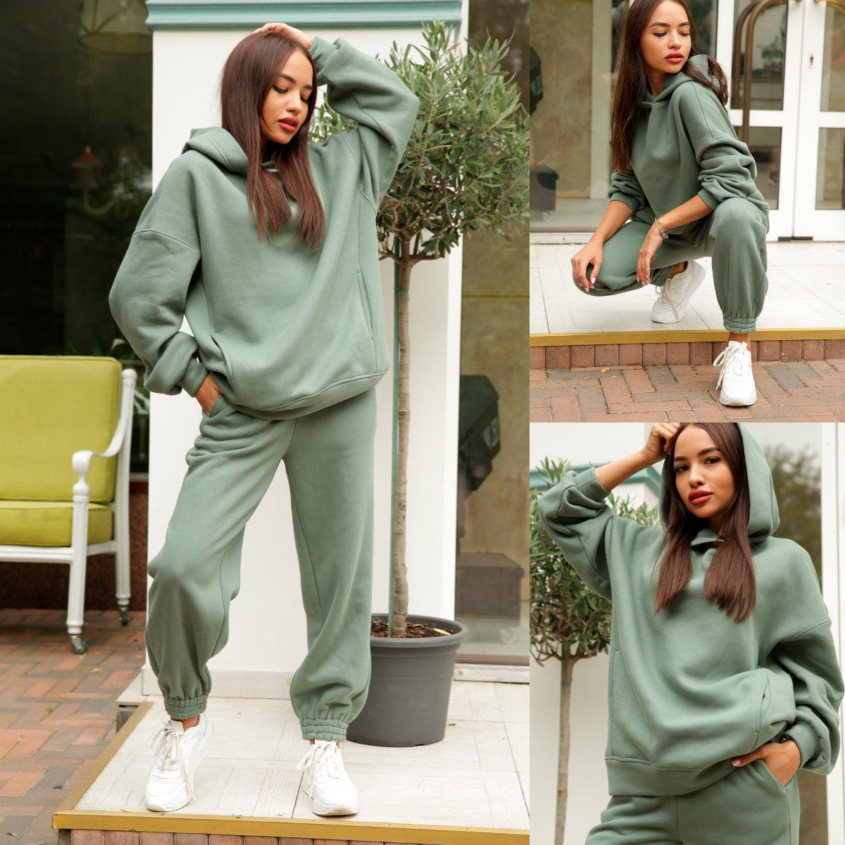 Dames Ensemble de hoodie et de jogging sportif au design décontracté avec capuche Chic und Stil