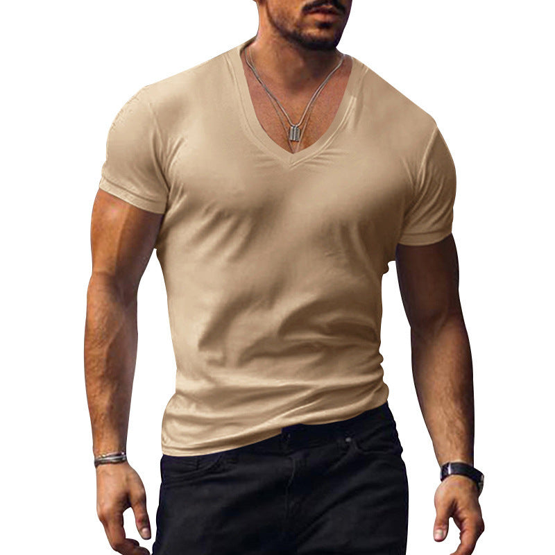 T-shirt pour hommes à col V en mélange de coton respirant Chic und Stil