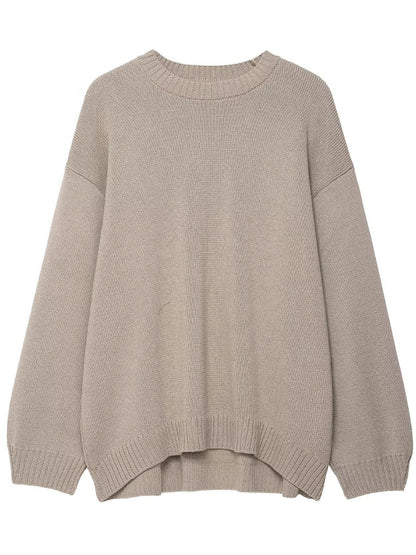 Pull en tricot décontracté pour femmes avec épaules tombantes et ourlet large Chic und Stil