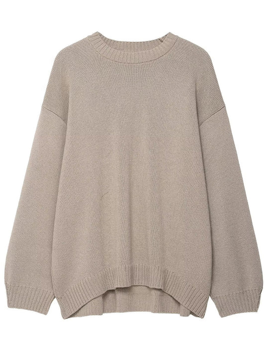 Pull en tricot décontracté pour femmes avec épaules tombantes et ourlet large Chic und Stil